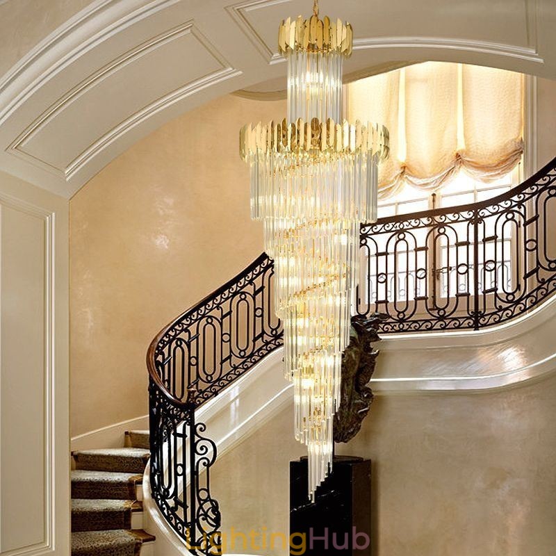 European Pendant Light Crystal Hanging Light Stairs Foyerway