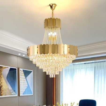 Modern Crystal Gold K9 Hanging Pendant Ceiling Light Modern Crystal Gold K9 Hanging Pendant Ceiling Light