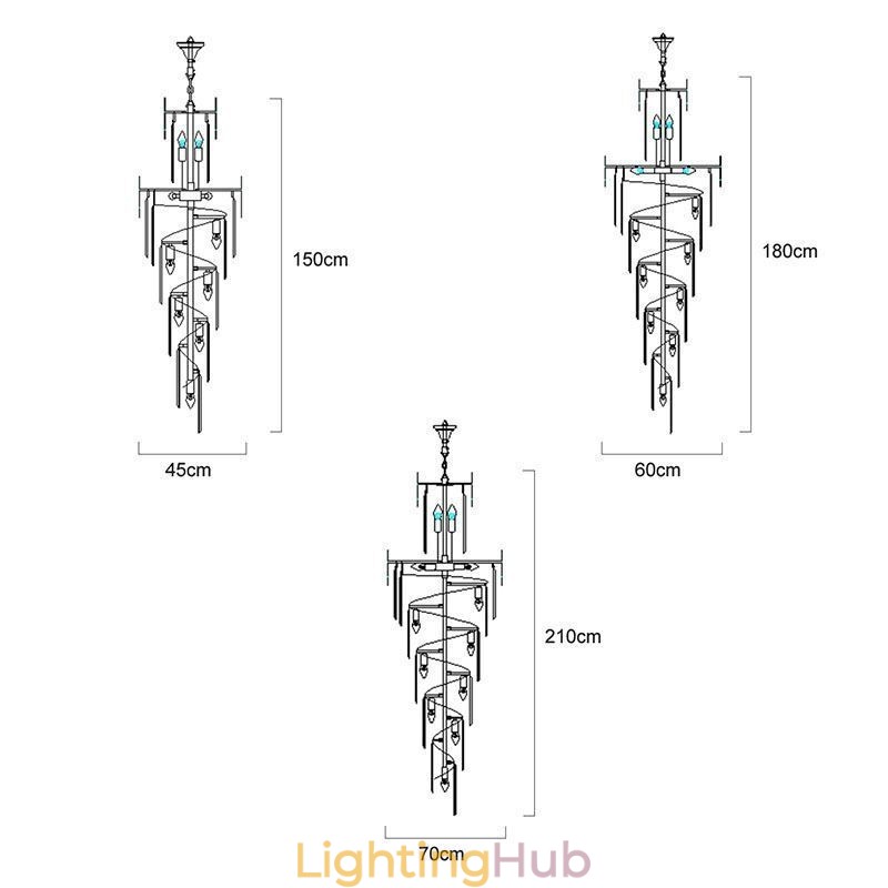 European Crystal High Ceiling Pendant Light Stairs