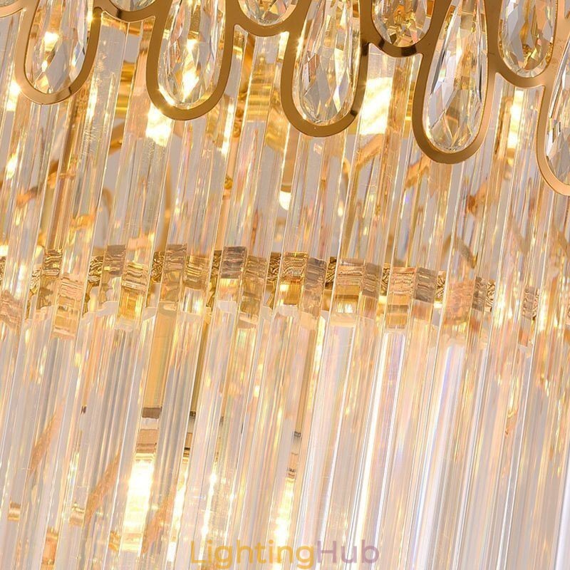 European Crystal High Ceiling Pendant Light Stairs