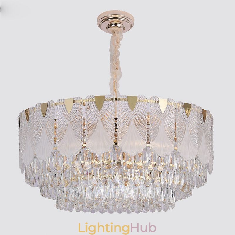 Crystal Pendant Light Lacy Round Ceiling Lighting Fixture