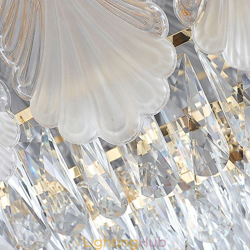 Crystal Pendant Light Lacy Round Ceiling Lighting Fixture