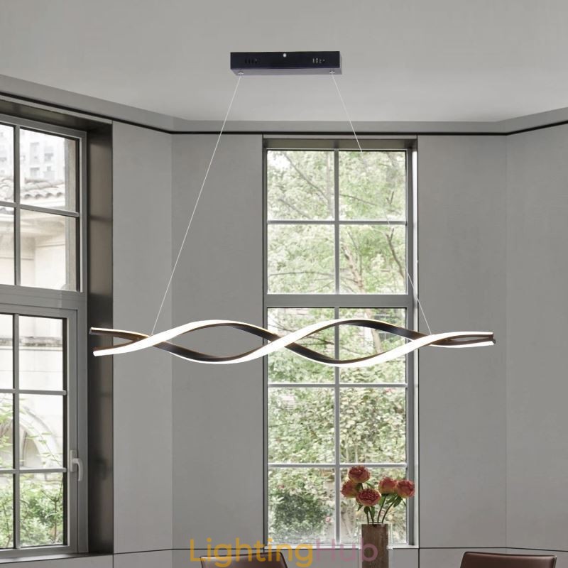 Modern Pendant Lighting Black Wave Shape Hanging Lights