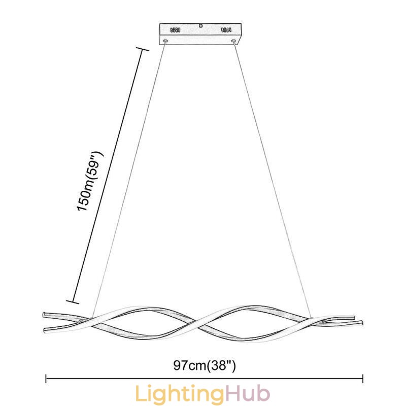 Modern Pendant Lighting Black Wave Shape Hanging Lights