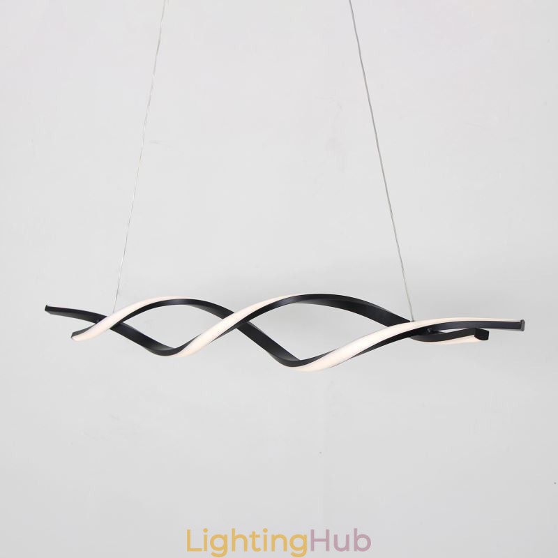 Modern Pendant Lighting Black Wave Shape Hanging Lights