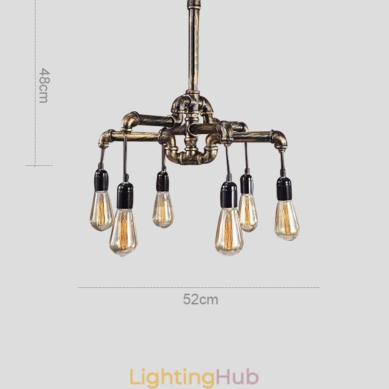 6 Light Retro Industrial Vintage Water Pipe Pendant Light Chandelier Country Rustic Style