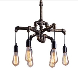 6 Light Retro Industrial Vintage Water Pipe Pendant Light Chandelier Country Rustic Style