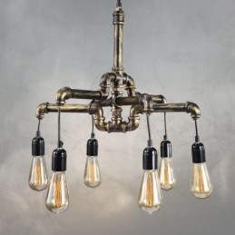 6 Light Retro Industrial Vintage Water Pipe Pendant Light Chandelier Country Rustic Style