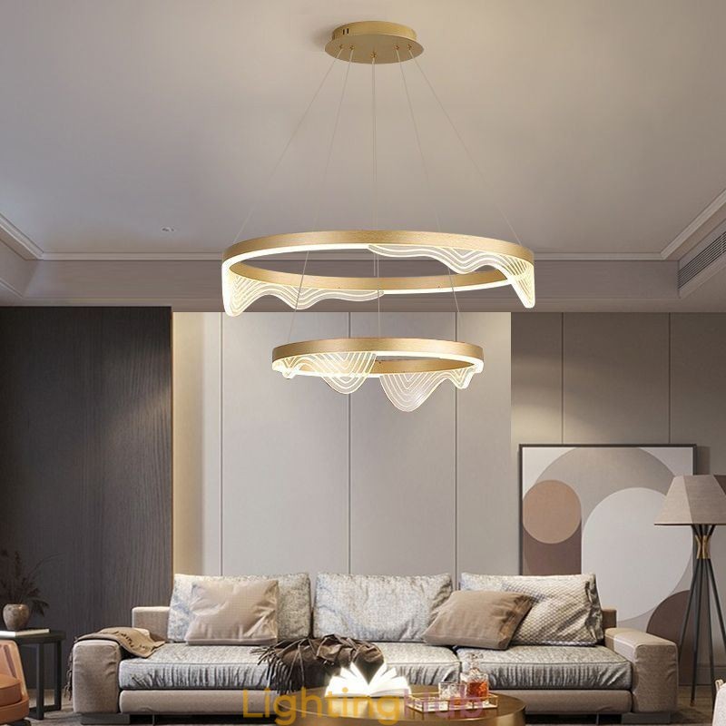 Golden Wave Ripple Pendant Light Ceiling Light 2 Light