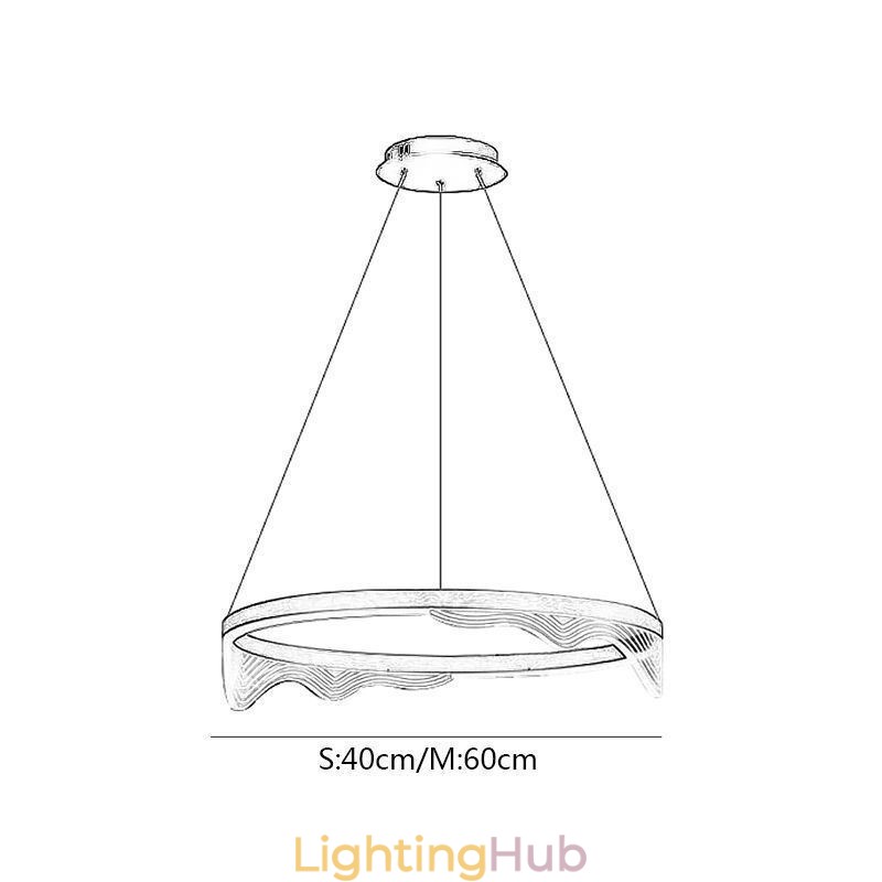 Nordic Aluminum Pendant Light Golden Wave Ripple Hanging Light