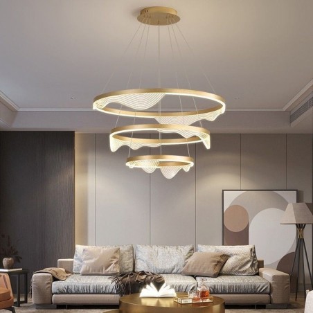 Pendant Light Golden Wave Ripple Hanging Light 3 Light Pendant Light Golden Wave Ripple Hanging Light 3 Light