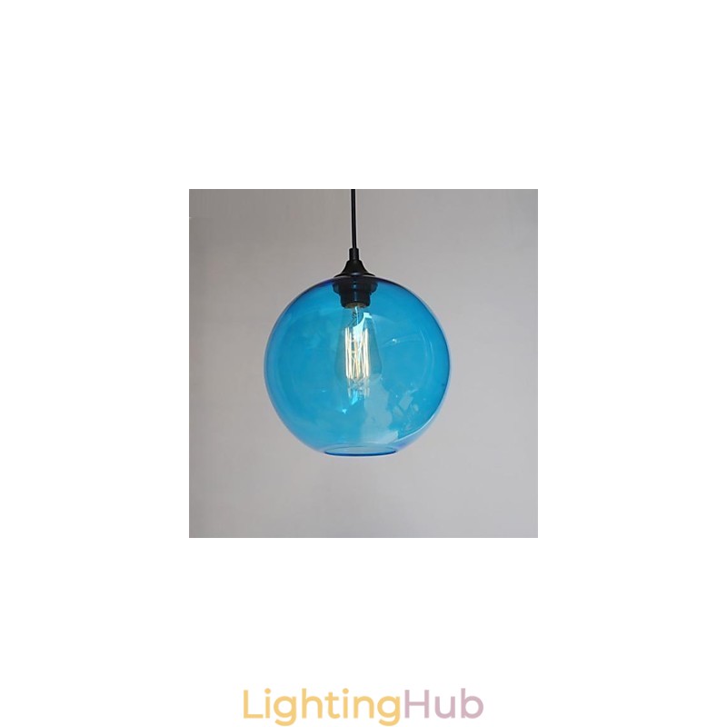 Modern Glass Pendant in Round blue Bubble Design