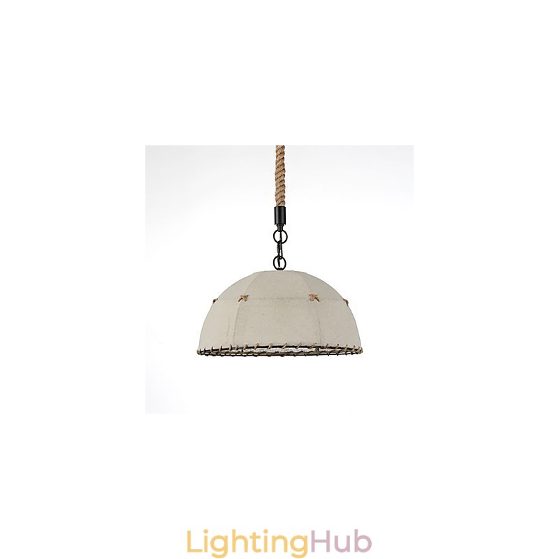 Half Round shaped 1 Lights Pendant Lamps Vintage Style Industry Style Yellow Cloth & Metals Drop Light