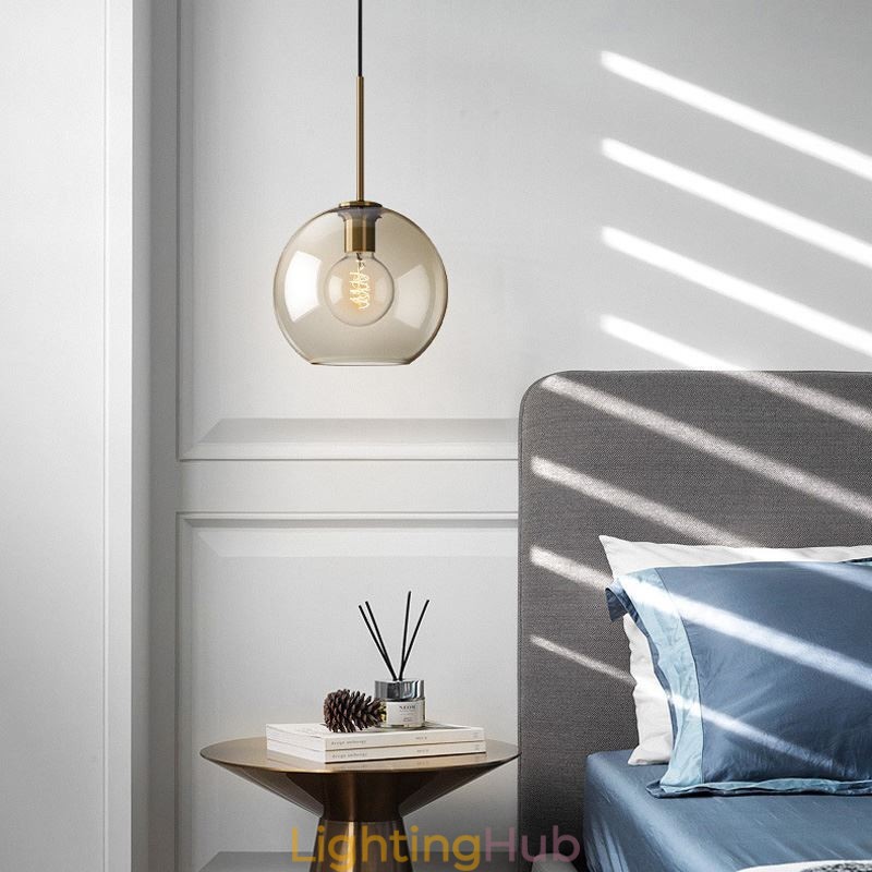 Glass Pendant Light Minimalist Cognac Color Decorative Glass Light Fixture