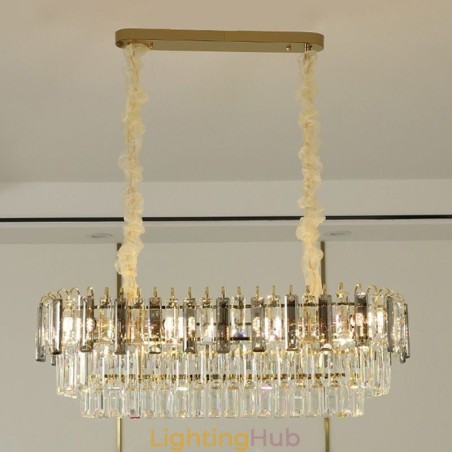 Rectangle Pendant light Crystal Ceiling Light Fixture