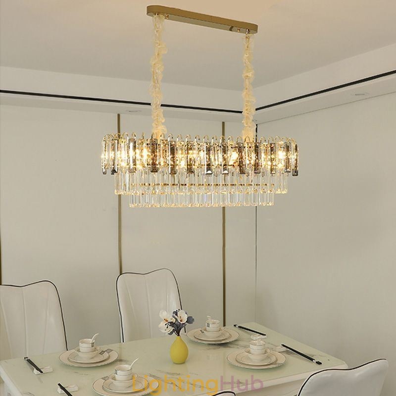 Rectangle Pendant light Crystal Ceiling Light Fixture