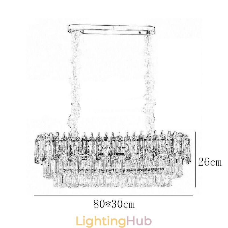 Rectangle Pendant light Crystal Ceiling Light Fixture
