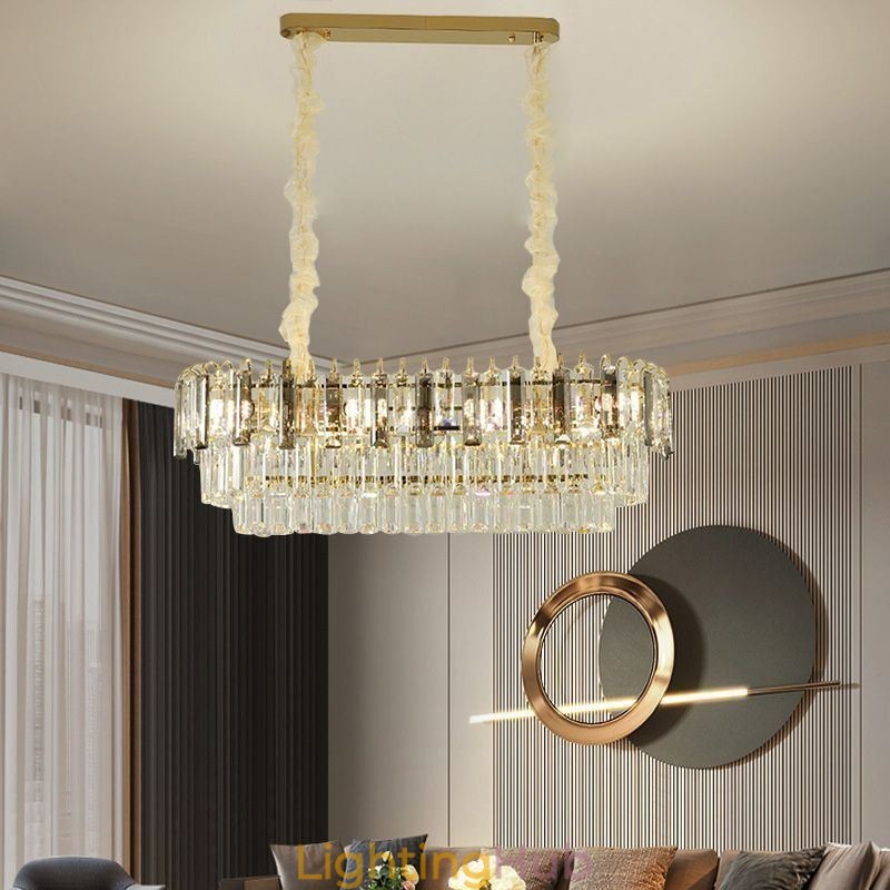 Rectangle Pendant light Crystal Ceiling Light Fixture