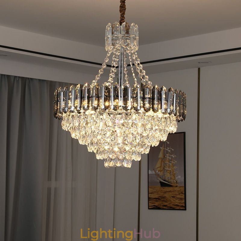 Crystal Pendant Light Conical Hanging Lighting Fixture Light