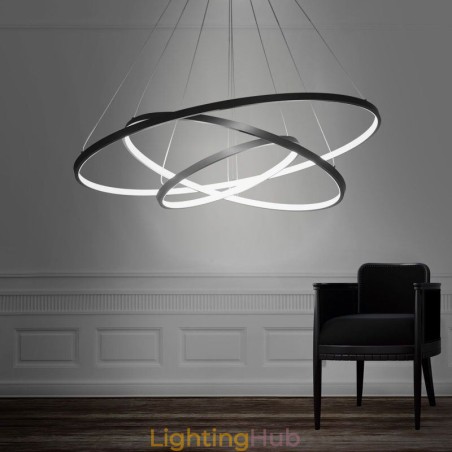 Modern Pendant Light Aluminum Black 3 Ring Hanging Light Modern Pendant Light Aluminum Black 3 Ring Hanging Light