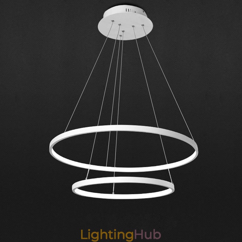 Modern Simple Pendant Light Aluminum Double Ring Hanging Light