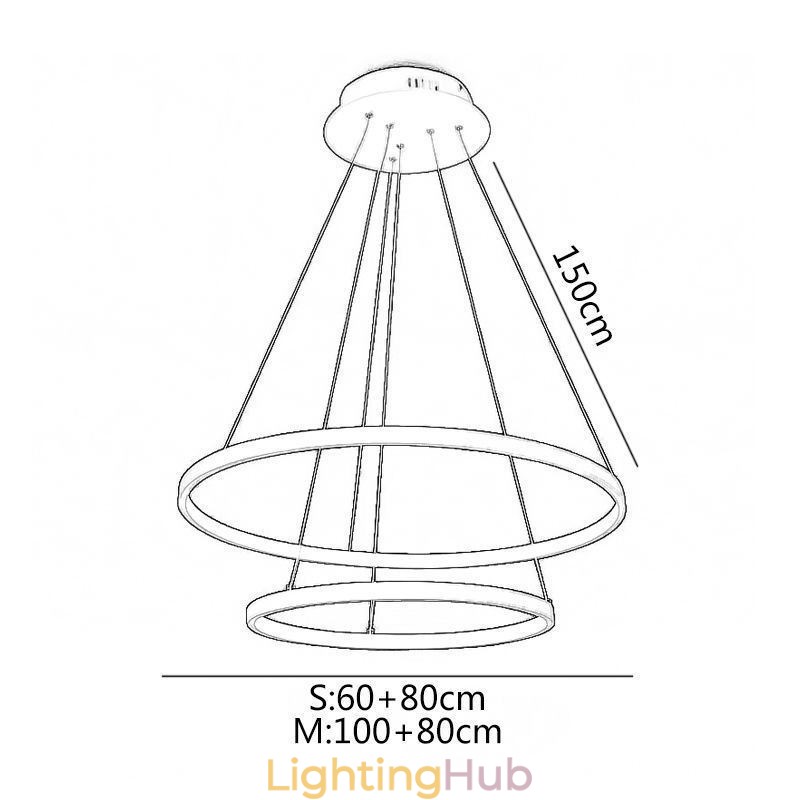 Modern Simple Pendant Light Aluminum Double Ring Hanging Light