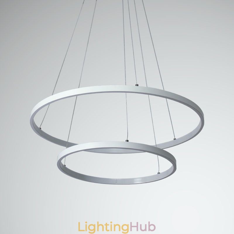 Modern Simple Pendant Light Aluminum Double Ring Hanging Light