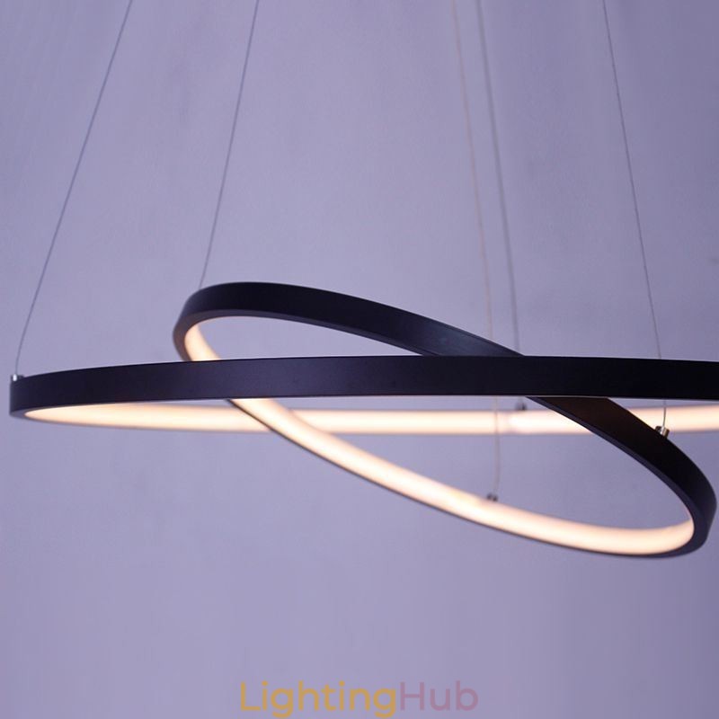 Modern Simple Pendant Light Aluminum Double Ring Hanging Light