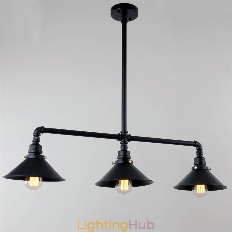 3 Light Retro Industrial Vintage Water Pipe Pendant Light Chandelier Country Rustic Style