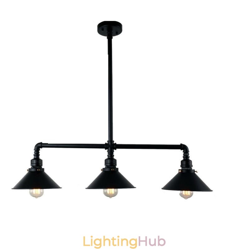 3 Light Retro Industrial Vintage Water Pipe Pendant Light Chandelier Country Rustic Style