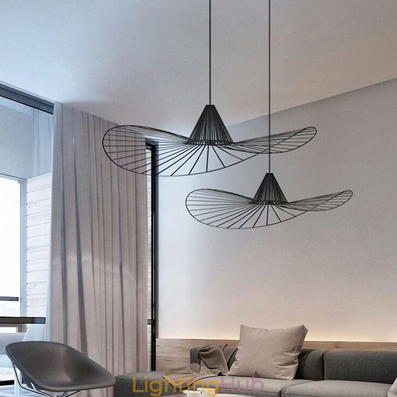Iron Pendant Light Simple Straw Hat Lamp 1 Light