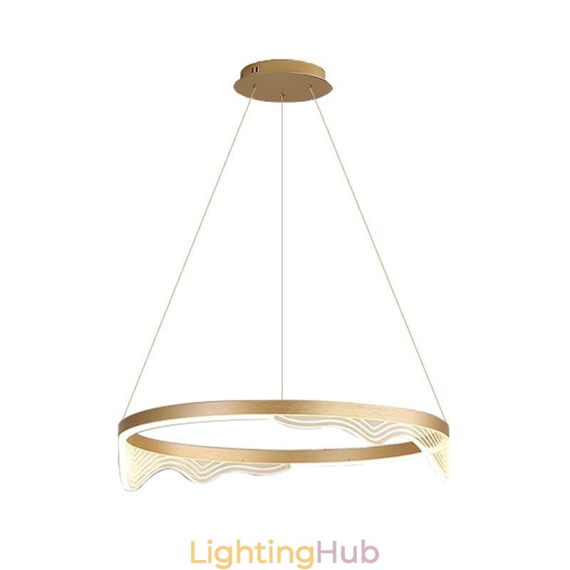 Nordic Aluminum Pendant Light Golden Wave Ripple Hanging Light