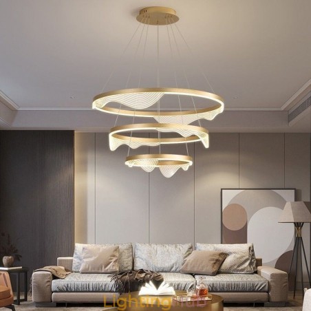 Pendant Light Golden Wave Ripple Hanging Light 3 Light Pendant Light Golden Wave Ripple Hanging Light 3 Light