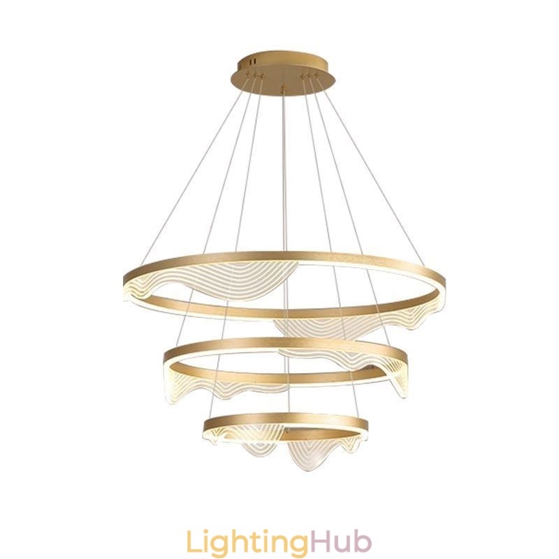 Pendant Light Golden Wave Ripple Hanging Light 3 Light