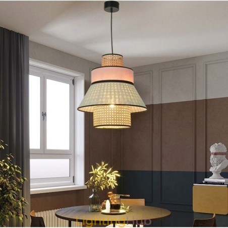 1 Light Dress Lampshade Pendant Lamp Bamboo Weave Lighting 1 Light Dress Lampshade Pendant Lamp Bamboo Weave Lighting