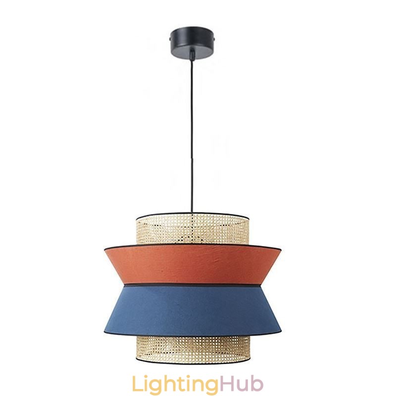 1 Light Dress Lampshade Pendant Lamp Bamboo Weave Lighting