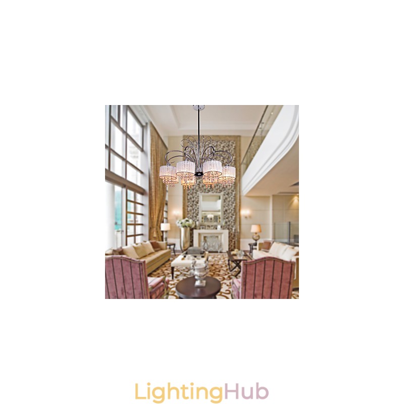 Modern Contemporary Crystal Chrome Metal Chandelier