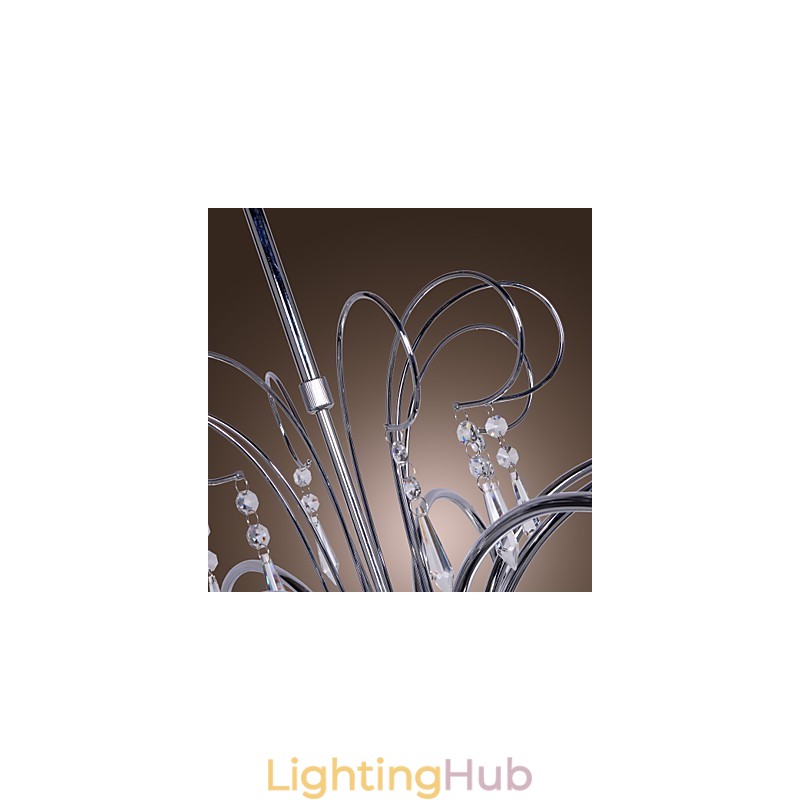 Modern Contemporary Crystal Chrome Metal Chandelier