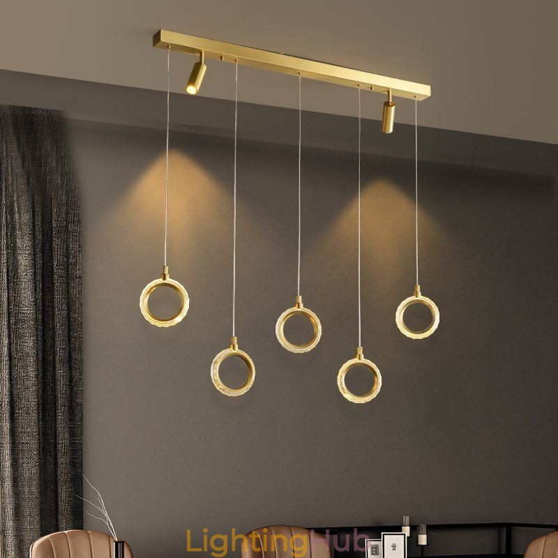 Pendant Light Acrylic Ring Light Fixture with Spotlight