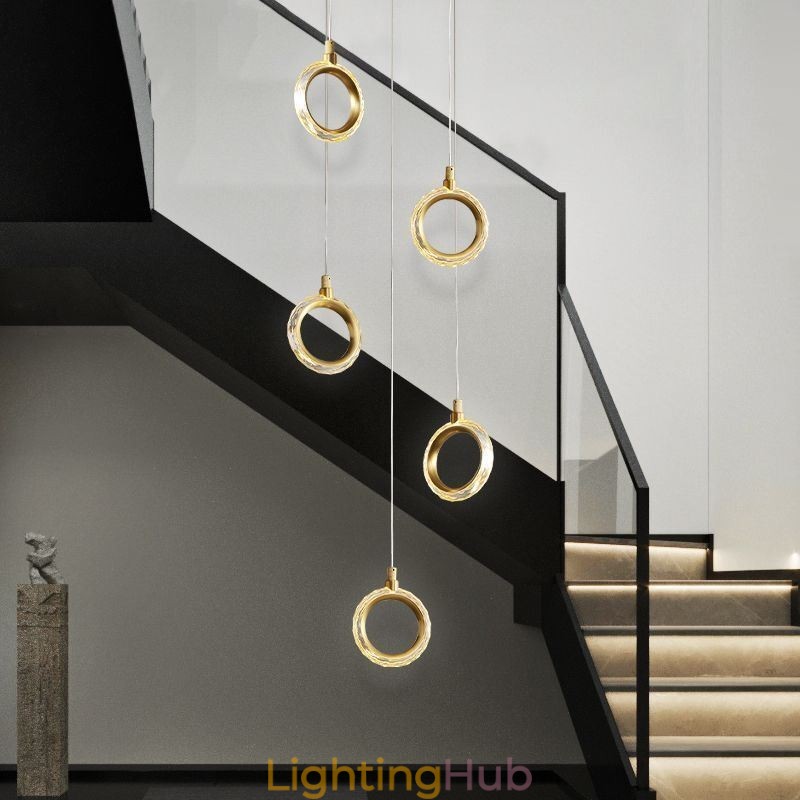 Pendant Light Acrylic Ring Light Fixture with Spotlight