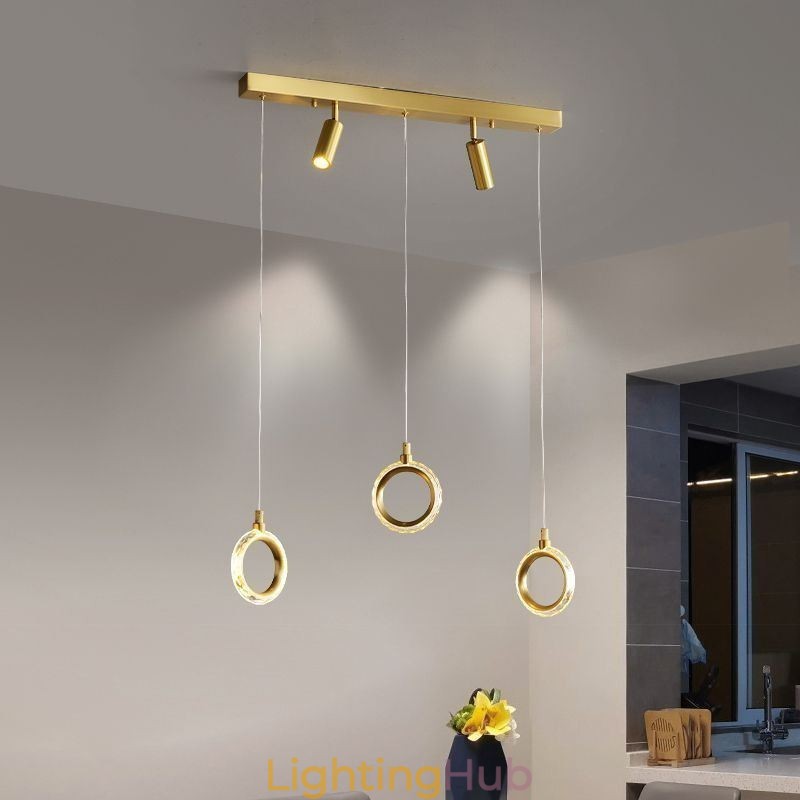 Pendant Light Acrylic Ring Light Fixture with Spotlight
