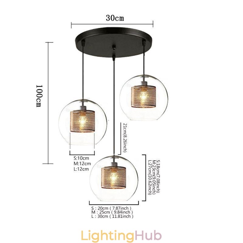 Minimalist Glass Cluster Pendant Light 3 Light Ceiling Light Island
