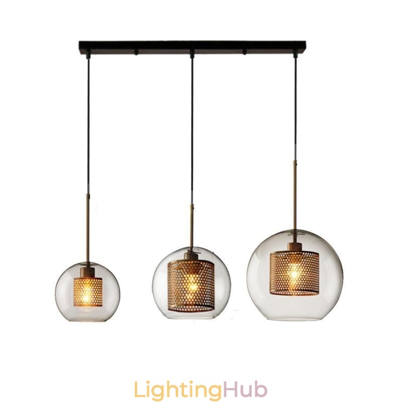 Minimalist Glass Cluster Pendant Light 3 Light Ceiling Light Island