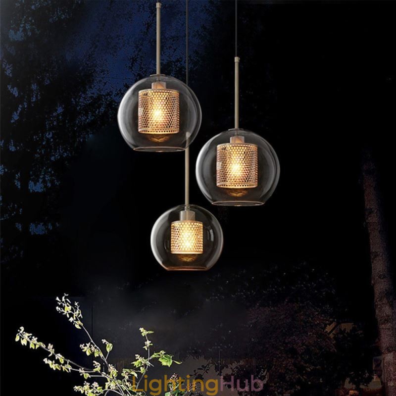 Minimalist Glass Cluster Pendant Light 3 Light Ceiling Light Island