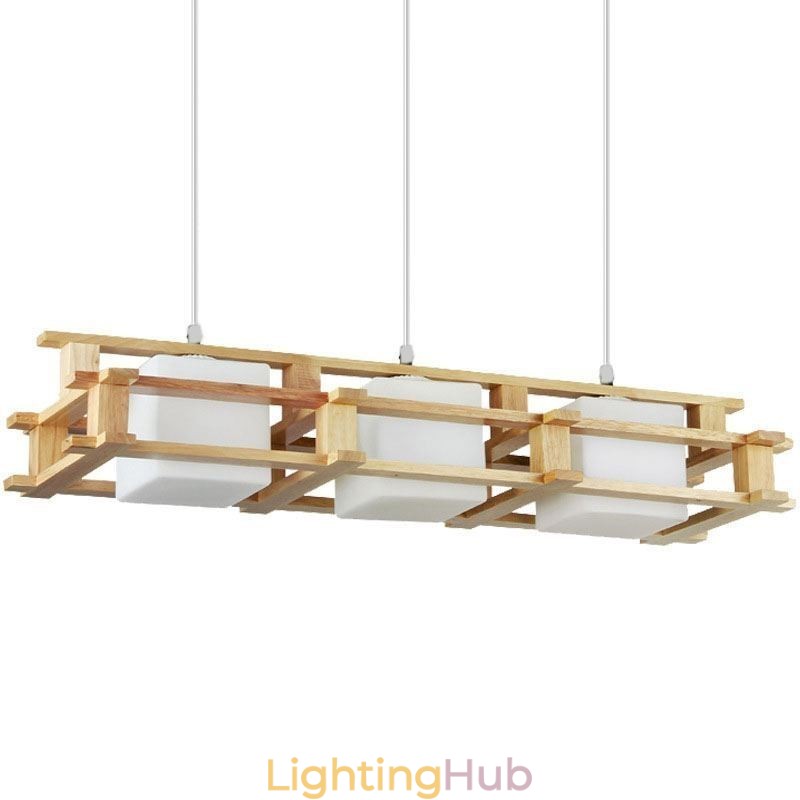 Creative 3 Lights Oak Pendant Lamp Decorative Wood Ceiling Light Cafe