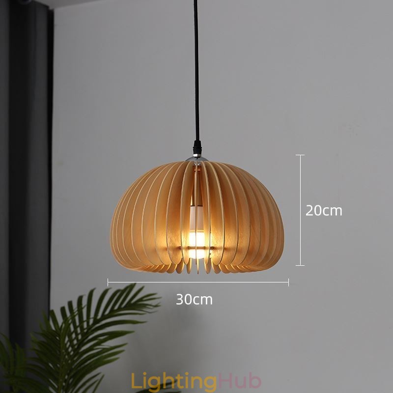 Retro Style Pendant Light Basswood Pumpkin Pendant Lamp