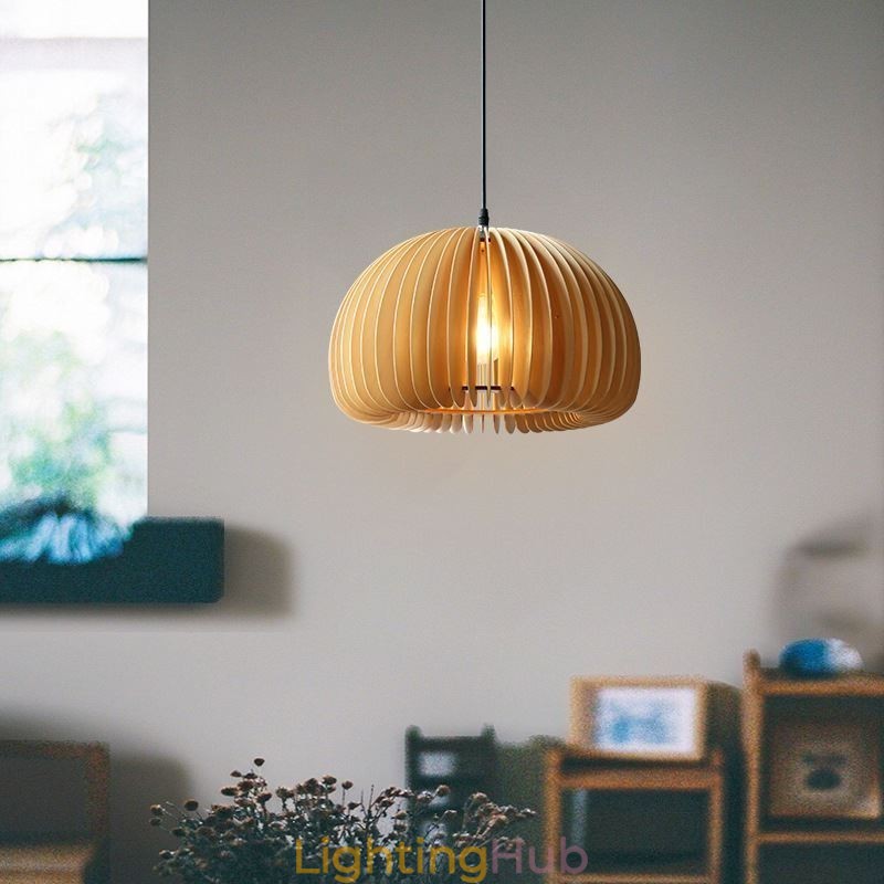 Retro Style Pendant Light Basswood Pumpkin Pendant Lamp