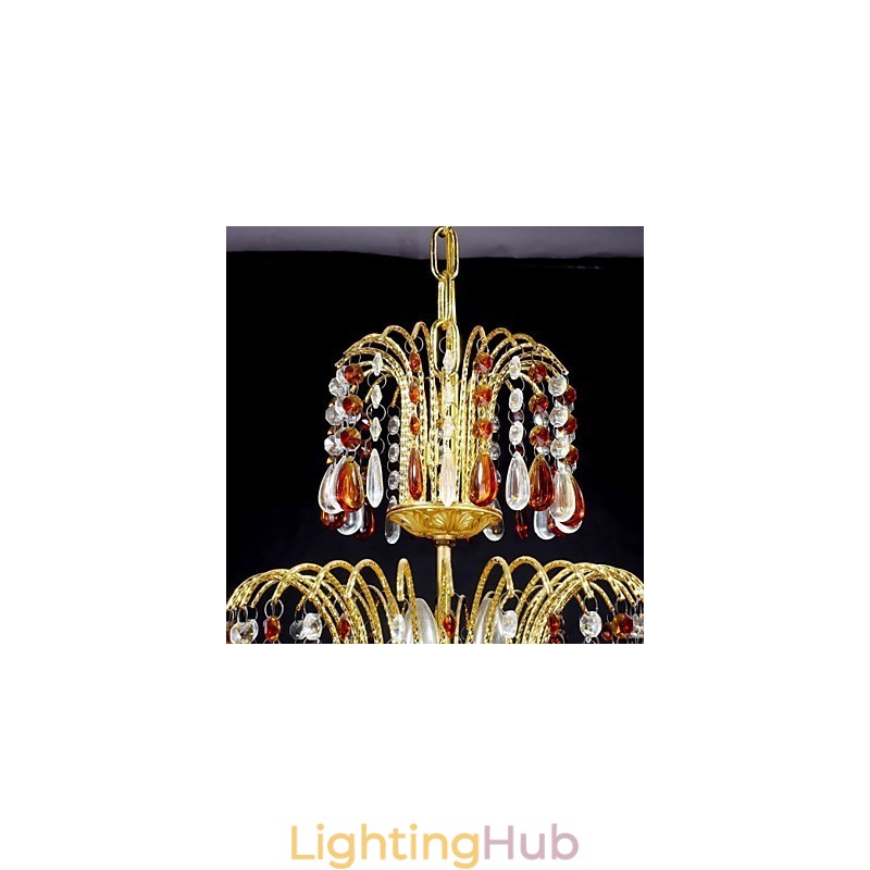 Traditional Classic Crystal Painting Metal Chandelier
