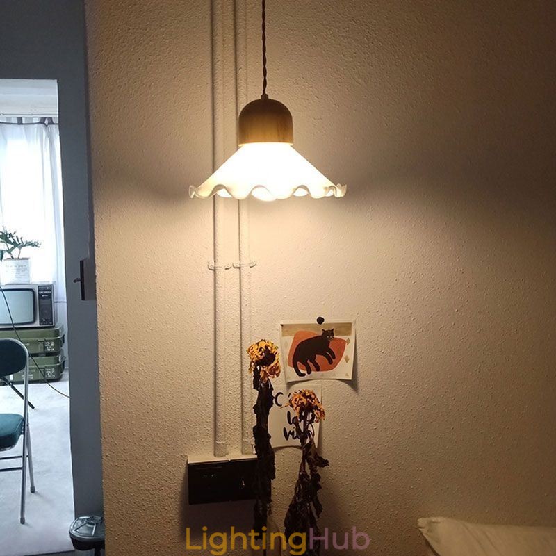 Modern Lace Glass Pendant Light Single Head Pendant Lamp