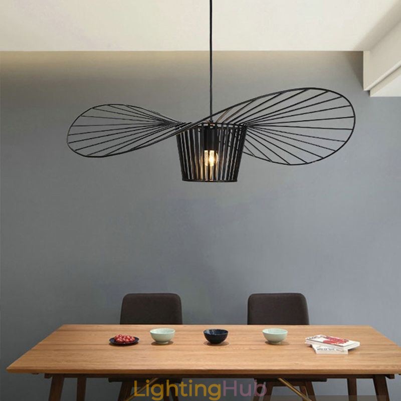 Iron Pendant Light Straw Hat Lamp 1 Light